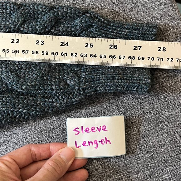 Woolovers 100% British Wool 1/4 Zip Cable Knit Sweater - Men's Size M - Green - Picture 9 of 14